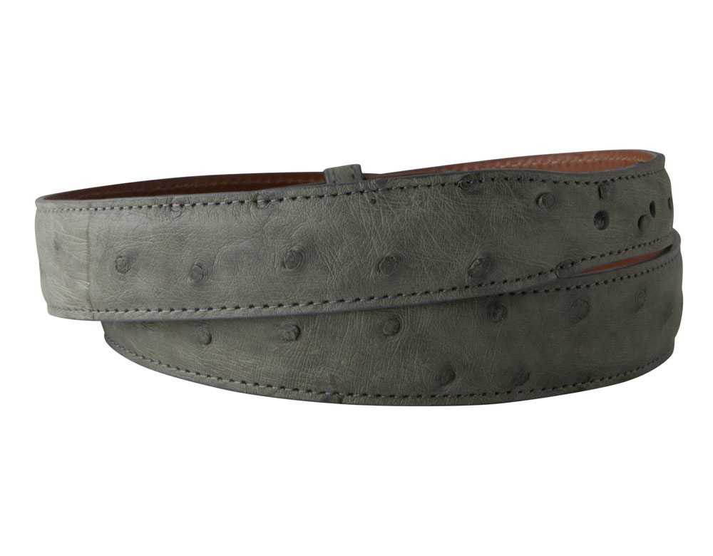 Grey Full Quill Ostrich Belt Strap