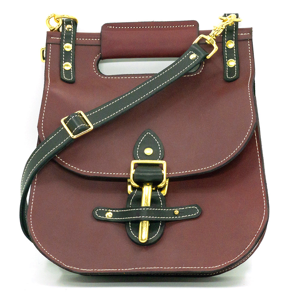 Billy Sunday oxblood leather crossbody sadlebag.