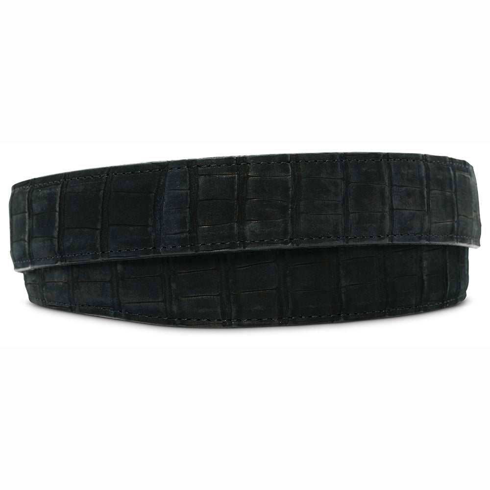 Black Nubuck Crocodile Belt Strap