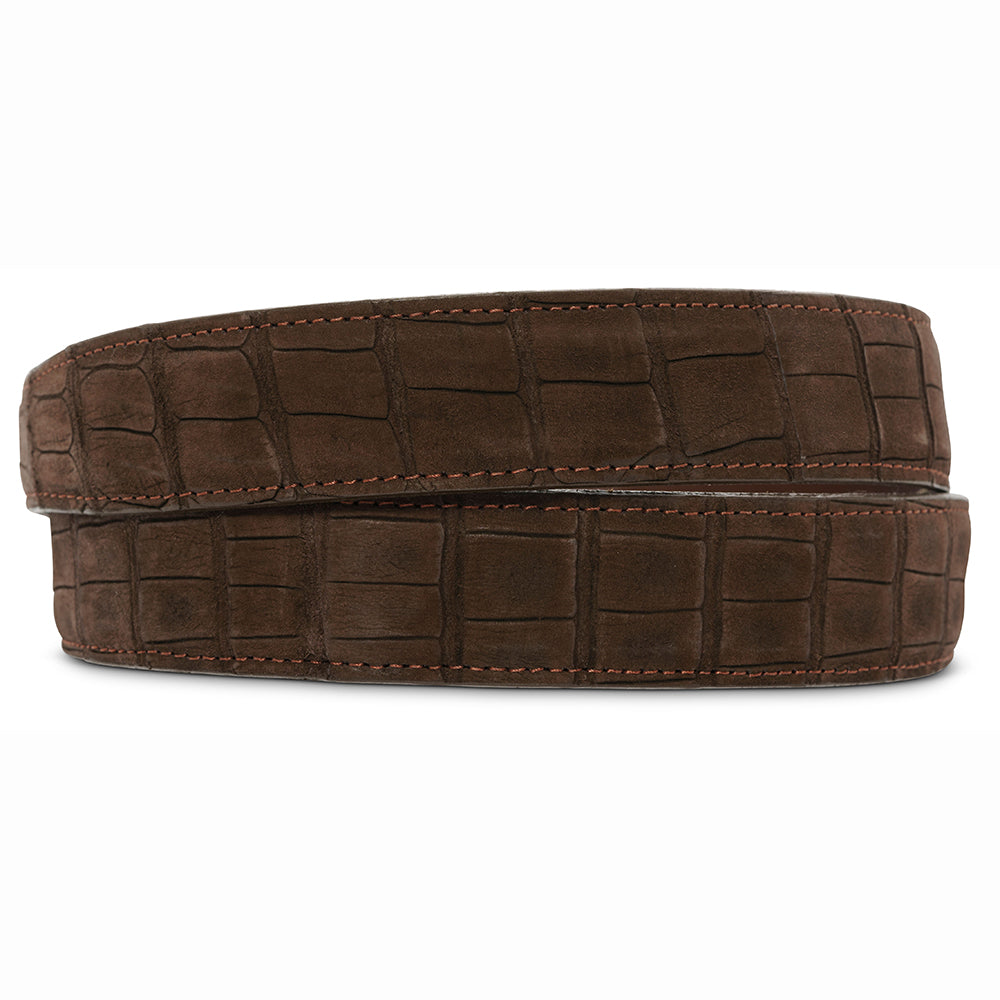 Brown Nubuckl Crocodile Belt Strap