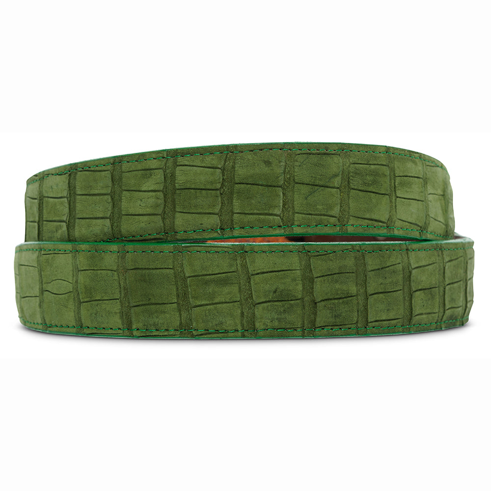 Olive Green Nubuckl Crocodile Belt Strap