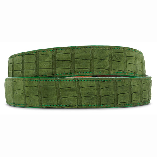 Olive Green Nubuckl Crocodile Belt Strap
