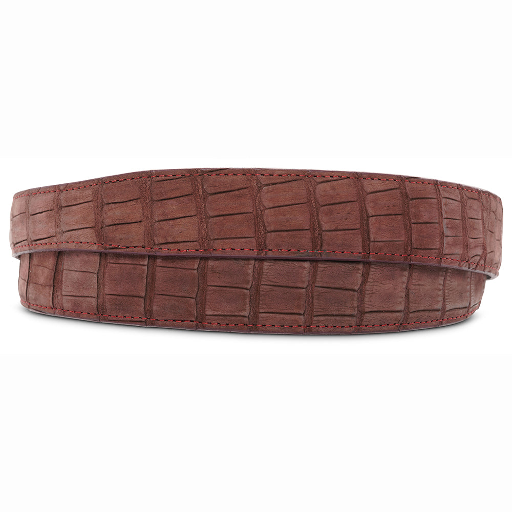 Wine Nubuckl Crocodile Blet Strap