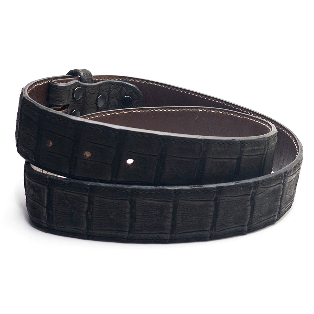 Black Nubuck Crocodile Belt Strap