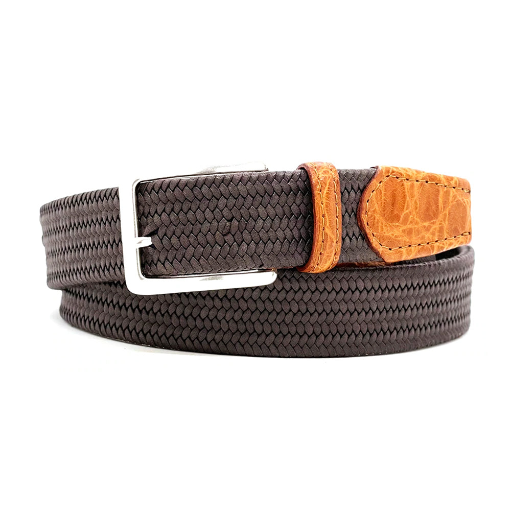 Brown/Cognac Alligator Braided Nylon Belt