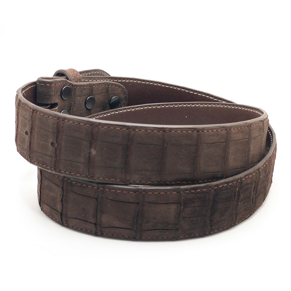 Brown Nubuck Crocodile Belt Strap