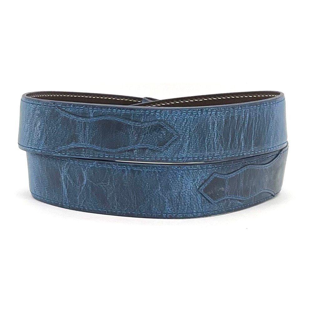 Blue Goatskin Belt Strap