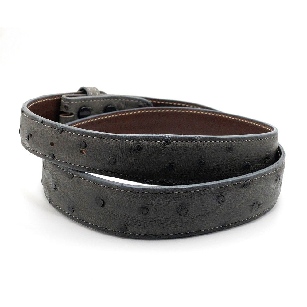 Gray Full Quill Ostrich Belt Strap