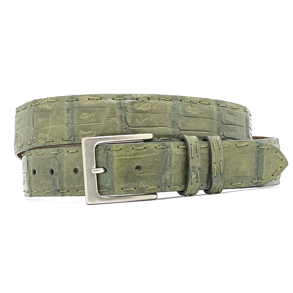 Olive Green Caiman Crocodile Golf Belt