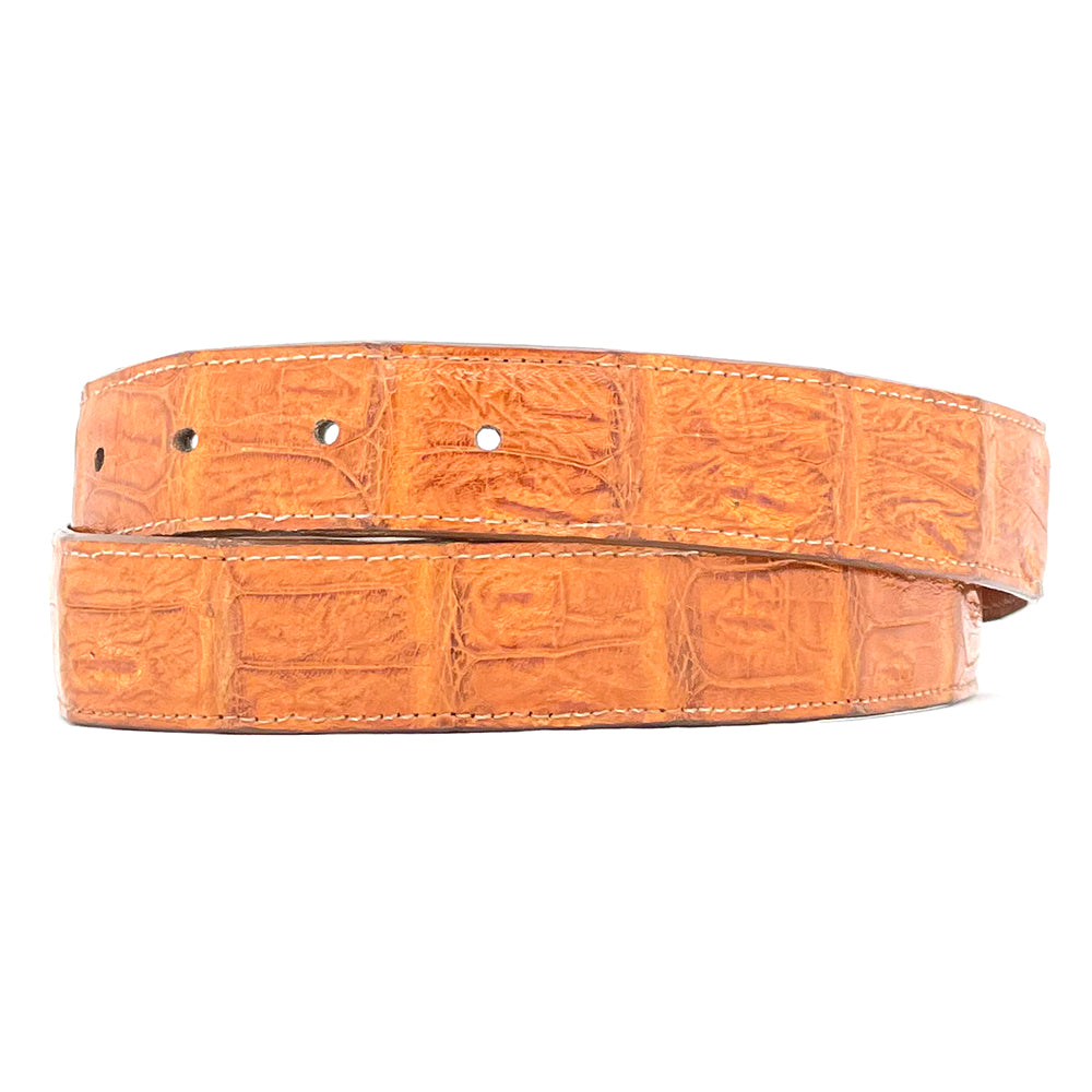Cognac Caiman Crocodile Belt Strap