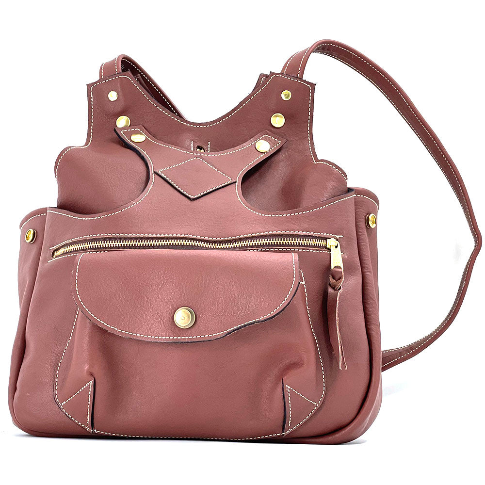 chestnut leather or pleather backpack Billy Sunday Chestnut Leather Backpack -Large