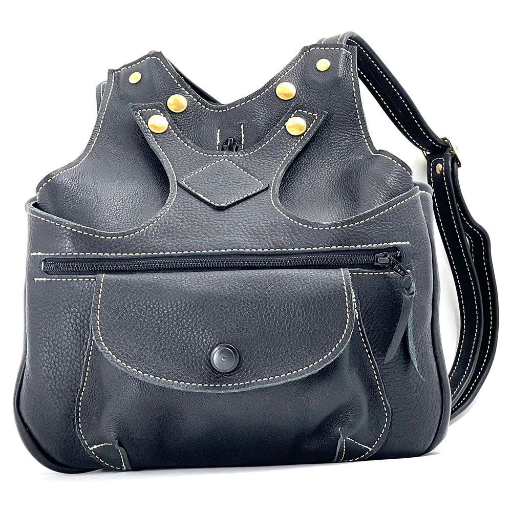 black leather backpack handbags sale Billy Sunday Black Leather Brass Hardware Backpack