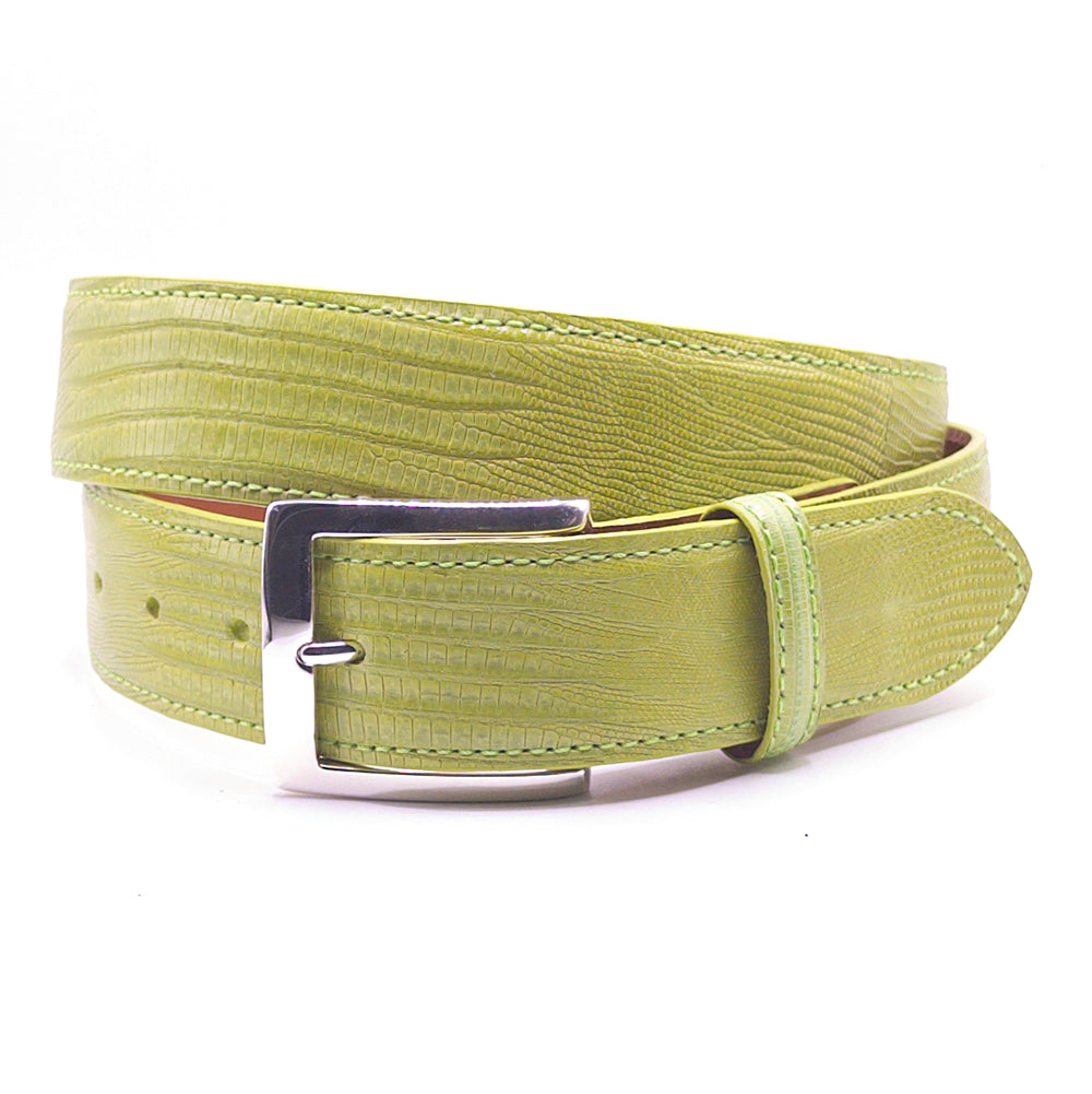 Lime Green Lizard Golf Belt & TT Silver Buckle