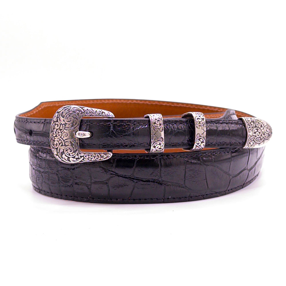 Neil Hunt bukcle set on a black alligator betl strap.