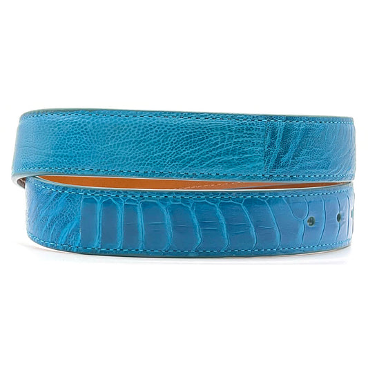 Turquoise Blue Ostrich Leg Belt Straps