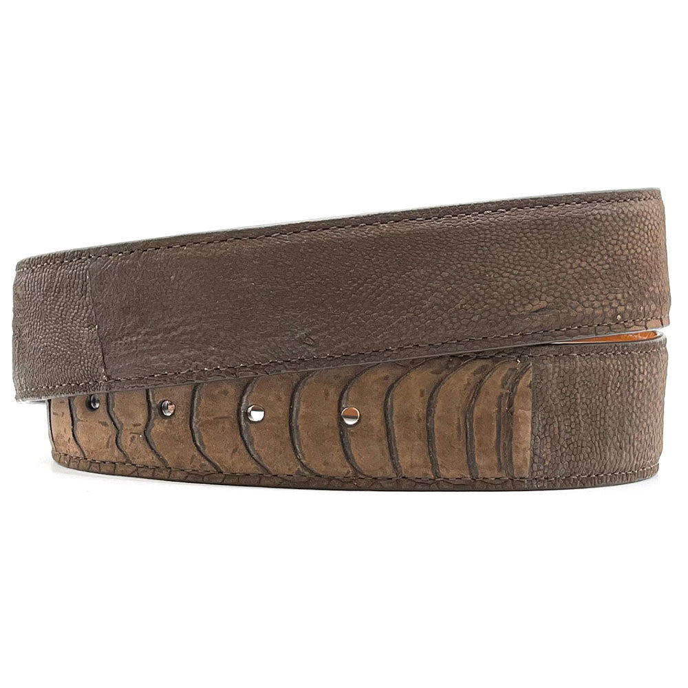 Brown Suede Ostrich Leg Belt Strap