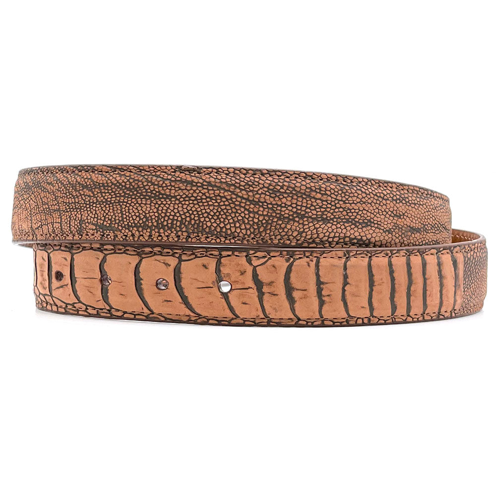 Cognac Suede Ostrich Leg Belt Strap