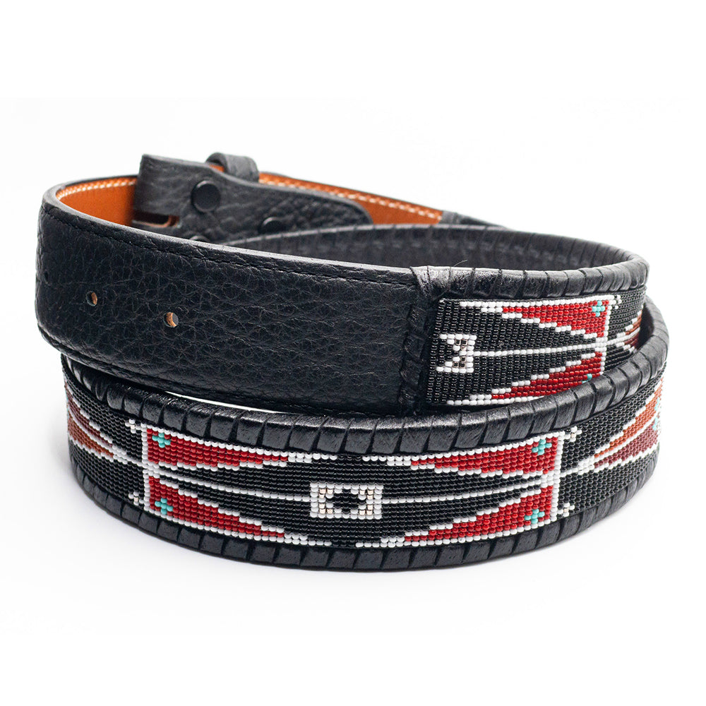 Sioux Saddlebag Black on Black Beaded Belt – Tom Taylor Belts