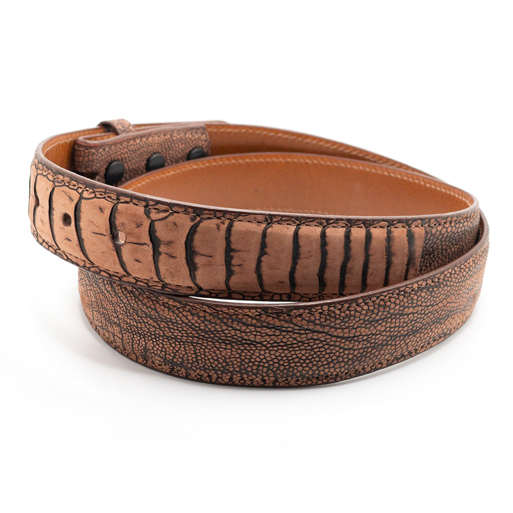 Cognac Suede Ostrich Leg Belt Strap