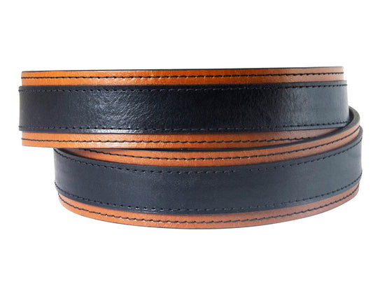 Black & Tan Leather Belt Strap