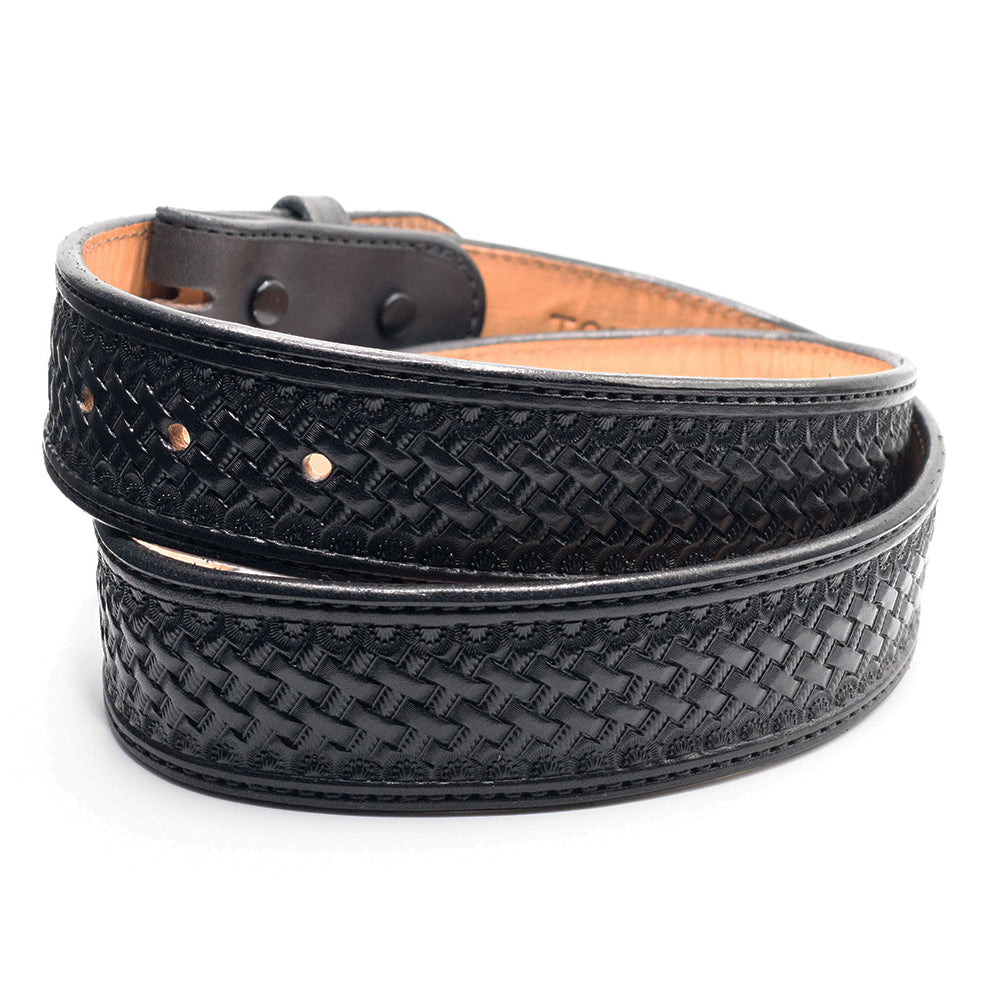 Black Bascket Stamped Western Leather