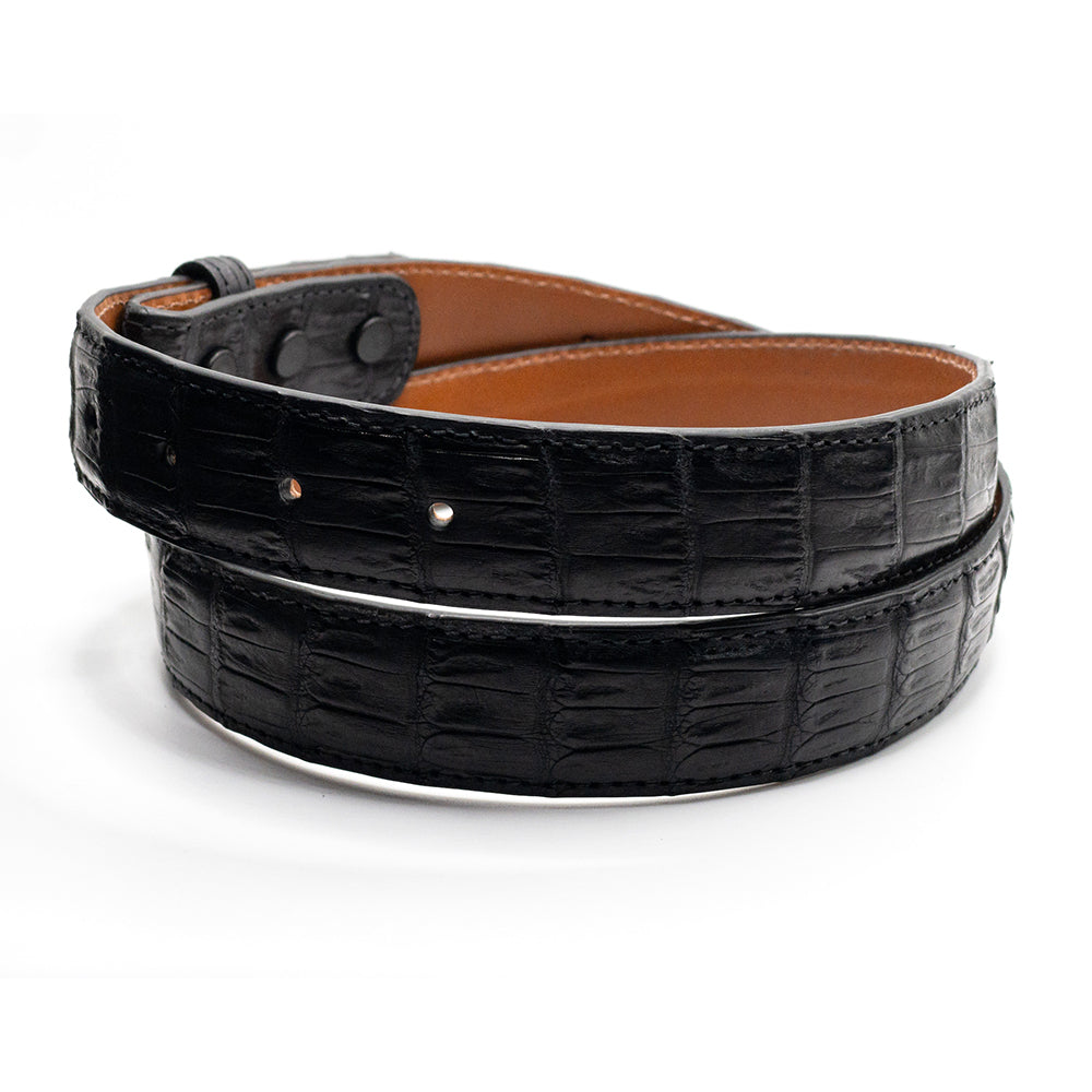 Black Caiman Crocodile Belt Strap