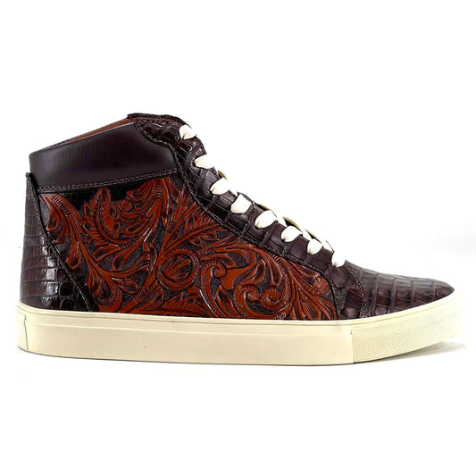 Hand-Tooled Leather Sneakers