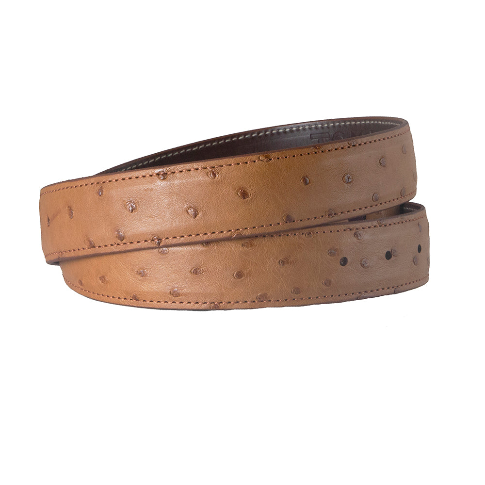 Cognac Full Quill Ostrich Belt Strap