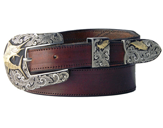 Marlin Chasing Tuna Belt Buckle