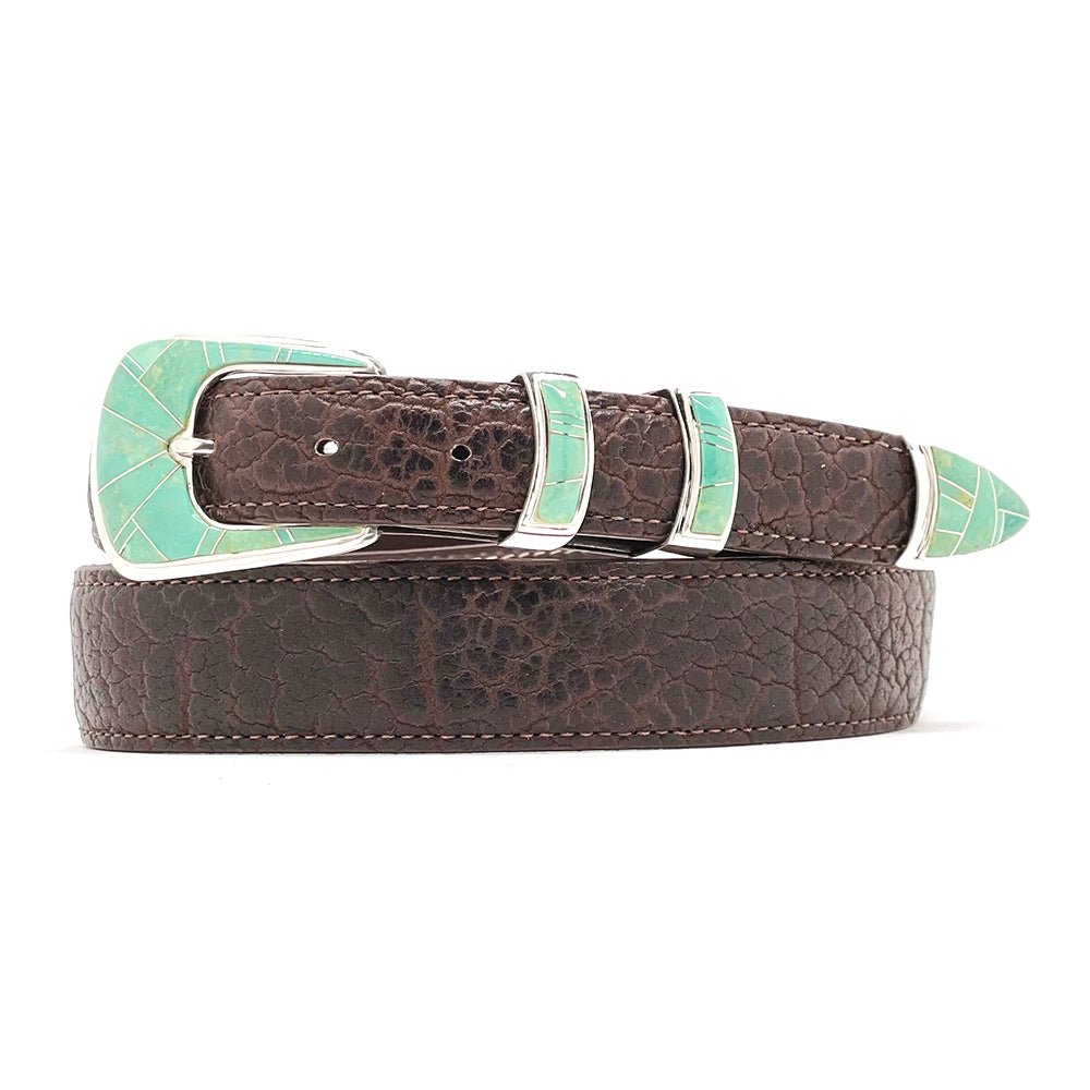 B G Mudd Green Turquoise Belt Buckle Set