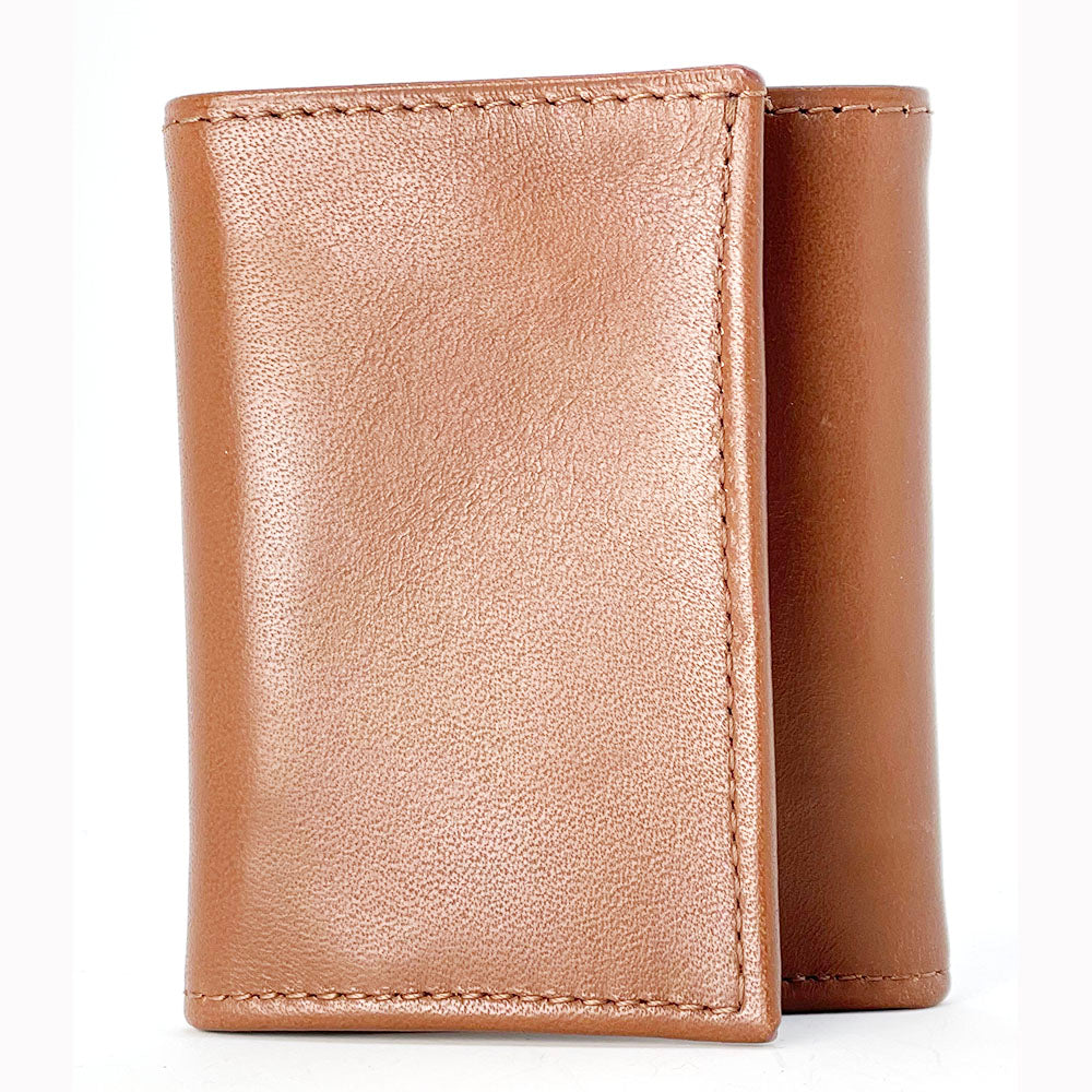 Cognac Italian Calf Tri-Fold Wallet