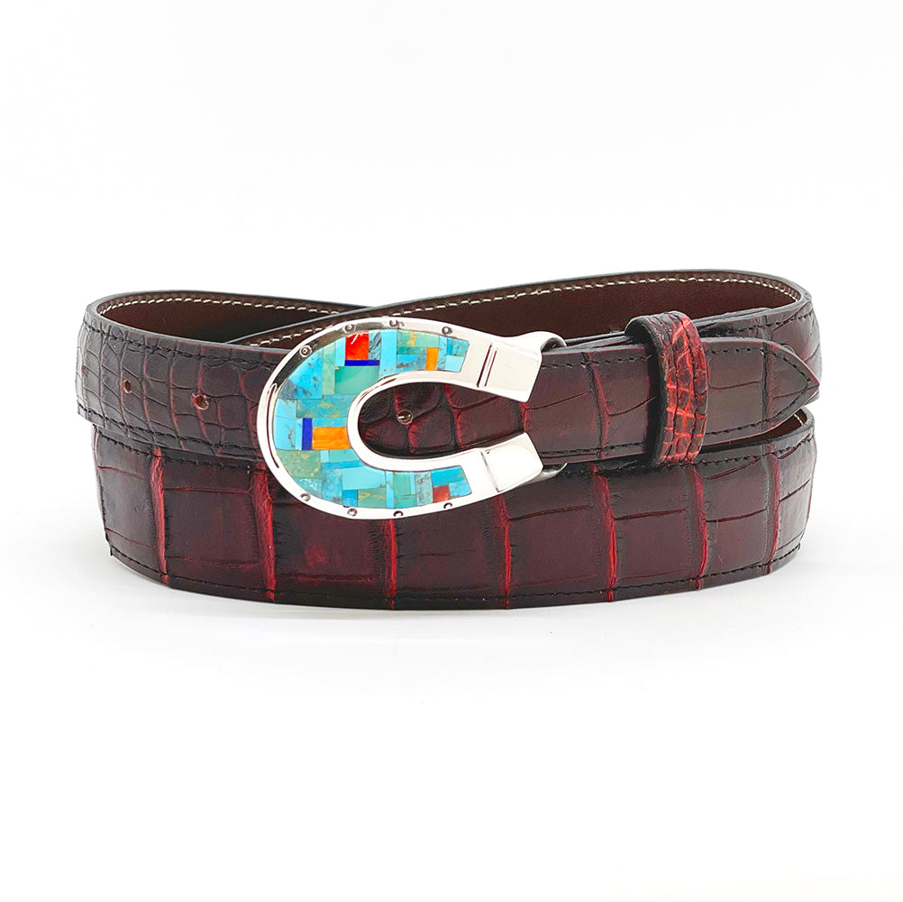 B G Mudd Inlay Horeshoe Belt Buckle