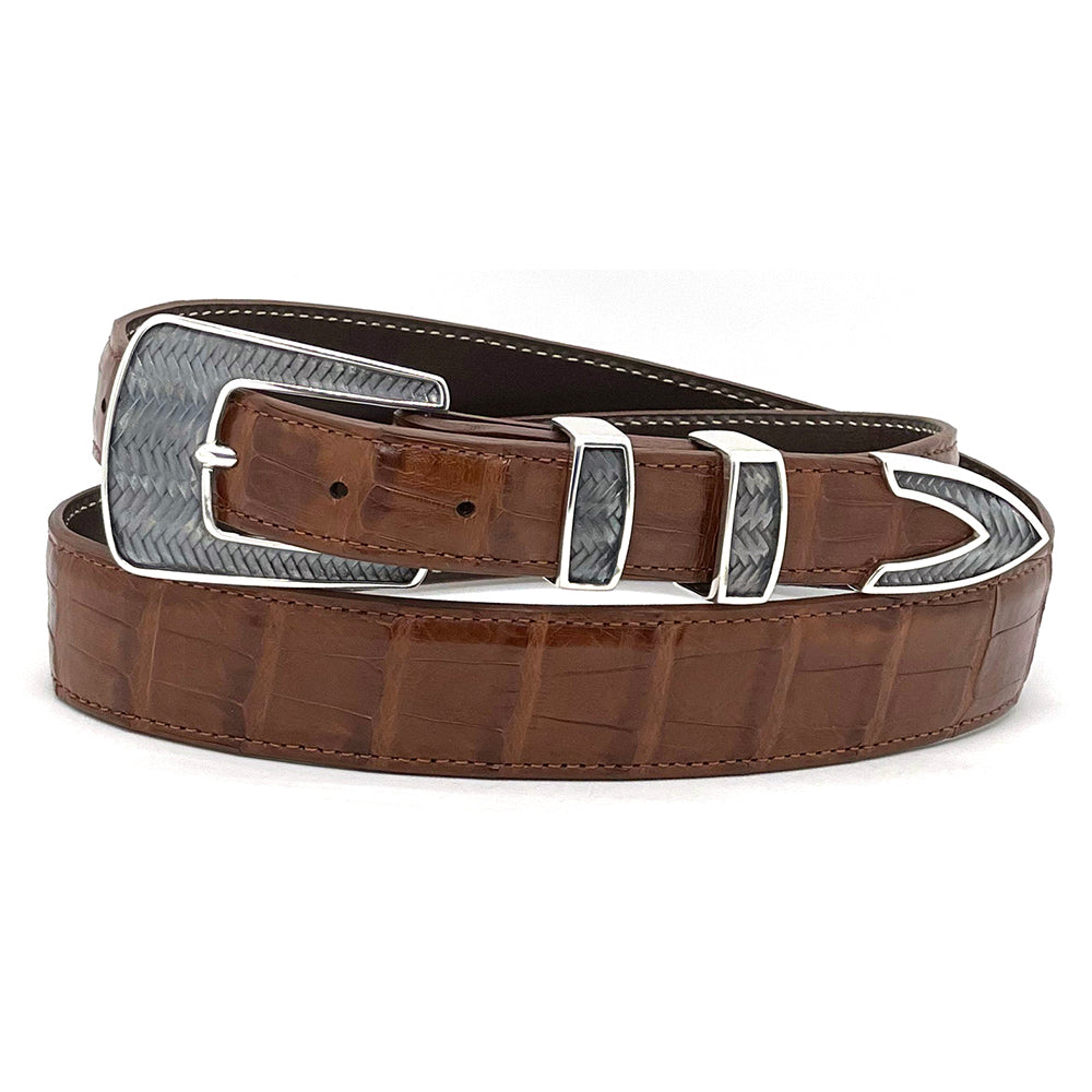 Basketweave Silver Belt Buckle