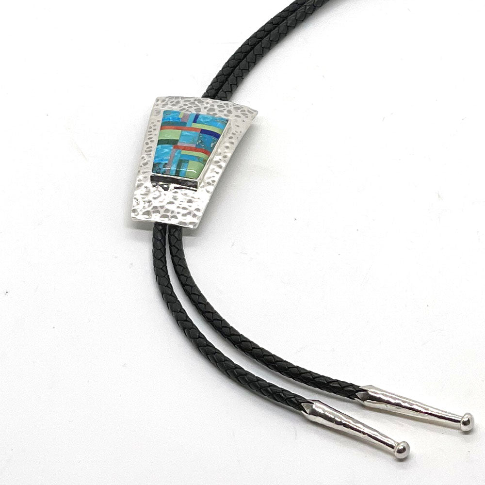 B G Mudd Hammered Silver Inlay Bolo