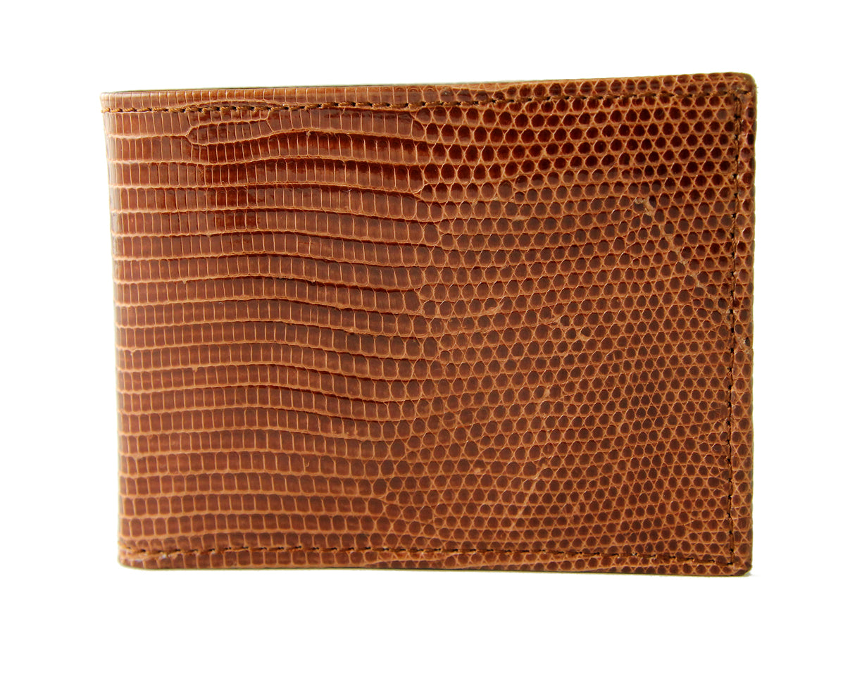 Cognac Lizard Slim-Fold Wallet