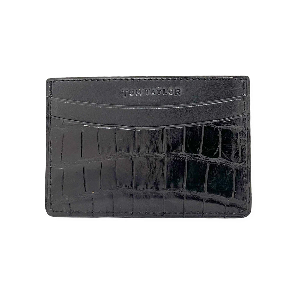 Black Crocodile Leather Card Case