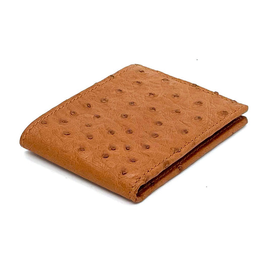 Cognac Ostrich Slim-Fold Wallet