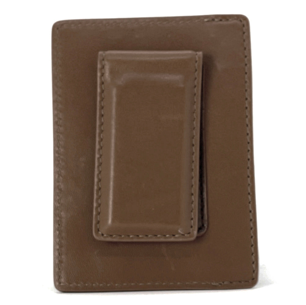 Brown Calf Sprot Clip Front Wallet