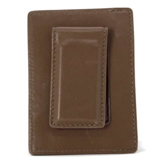 Brown Calf Sprot Clip Front Wallet