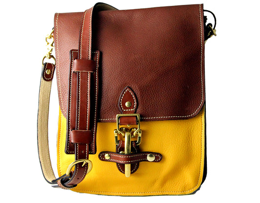 Billy Sunday Chestnut and Yellow Messenger Bag