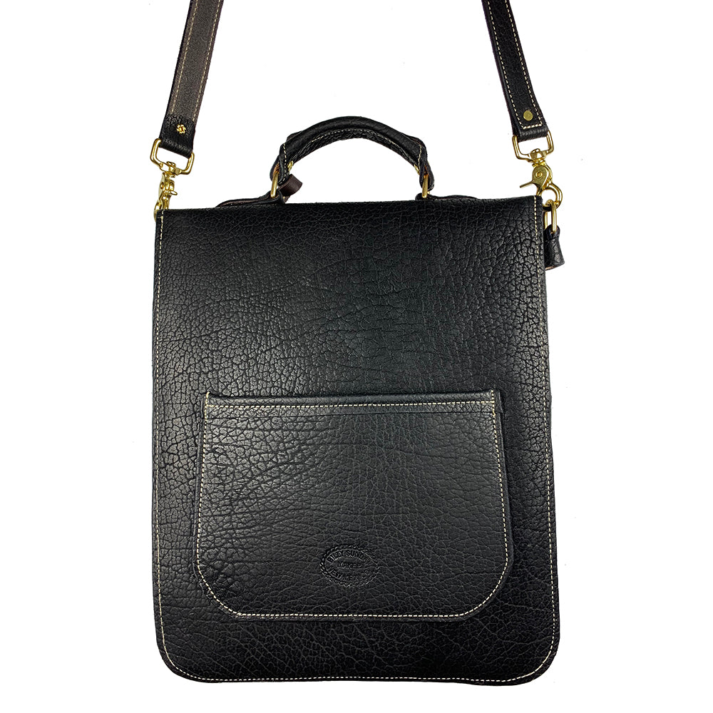 Billy Sunday Black Bison Leather Messenger Bag