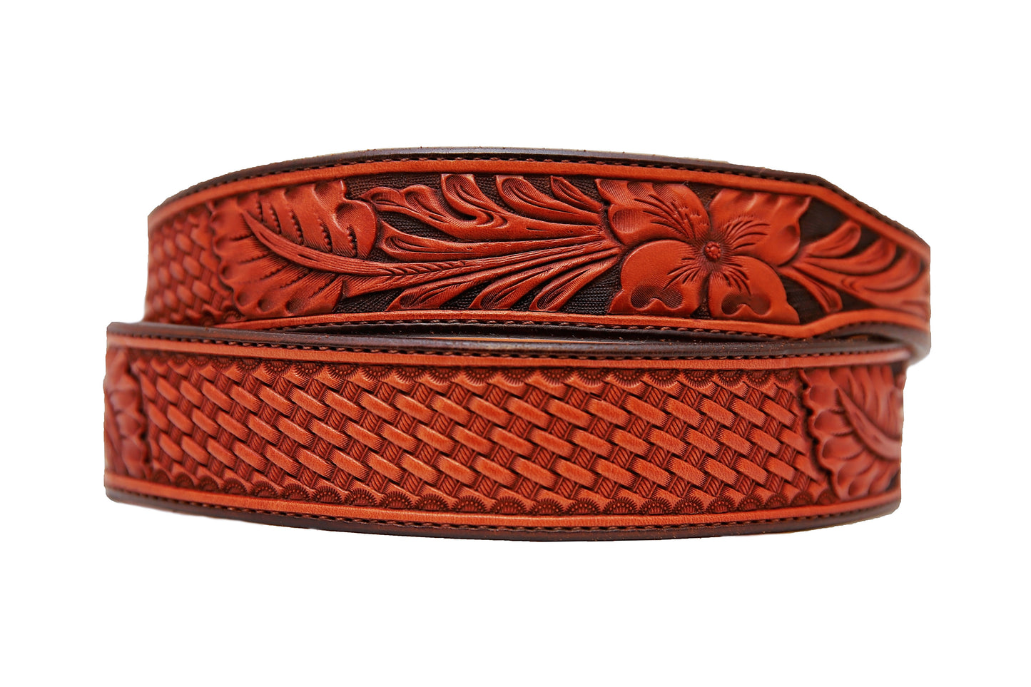 Antique Hand Stamped & Carved Western Leather Belt Strap