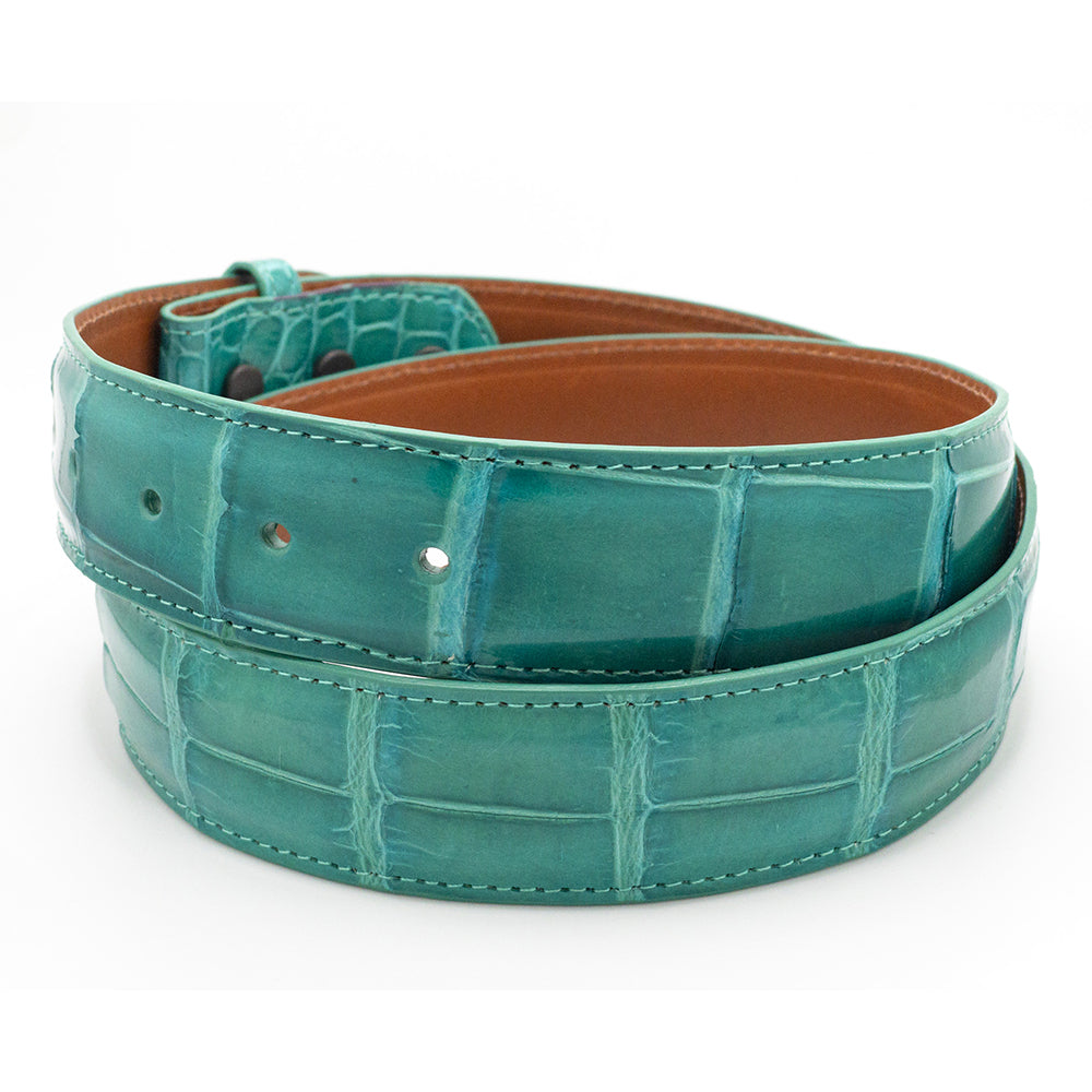 Aqua Blue Alligator Belt Strap