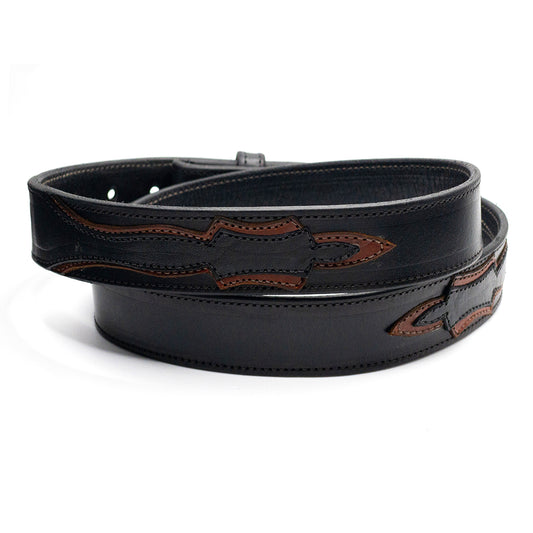 Black Applique Leather Belt Strap