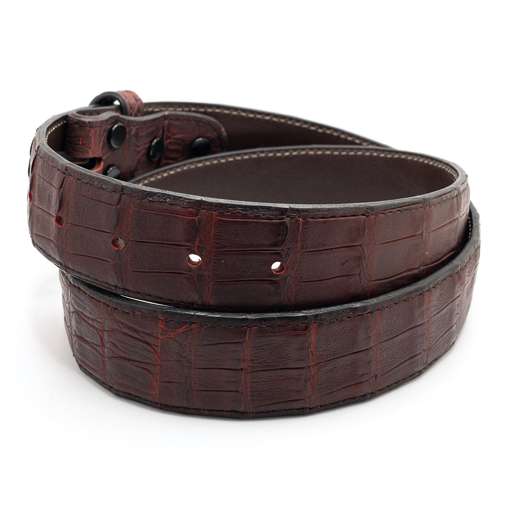 Black-Cherry Crocodile Belt Strap