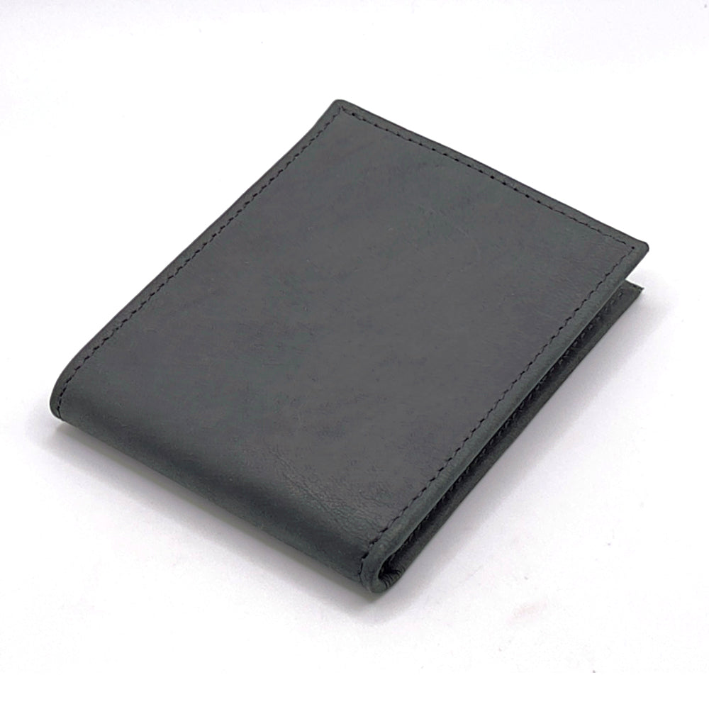 Black goatskin slim-fold wallet.