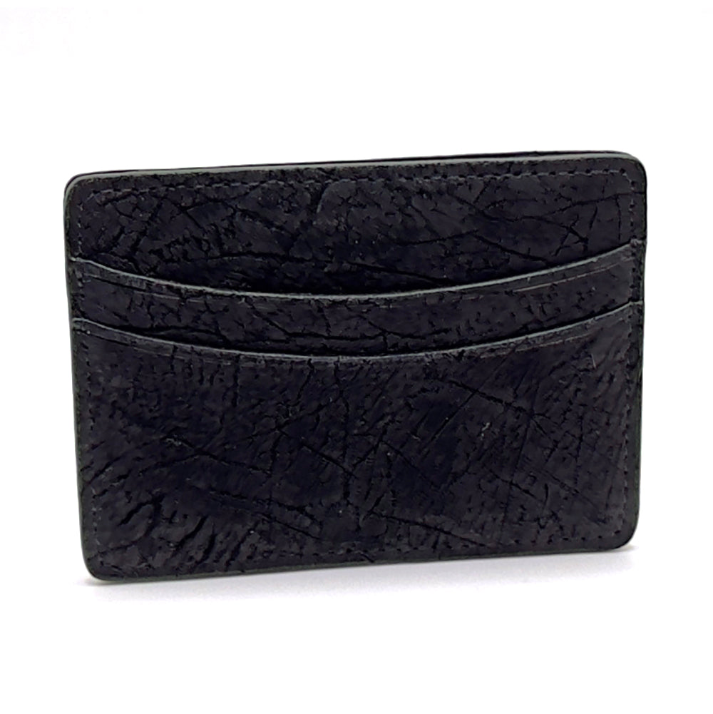 Black hippo leather card case.