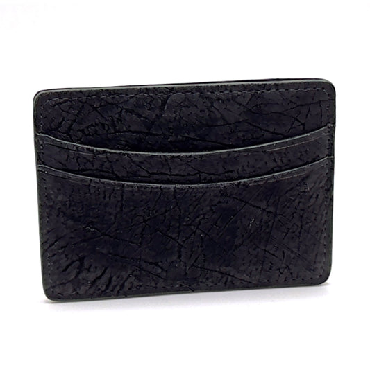 Black hippo leather card case.