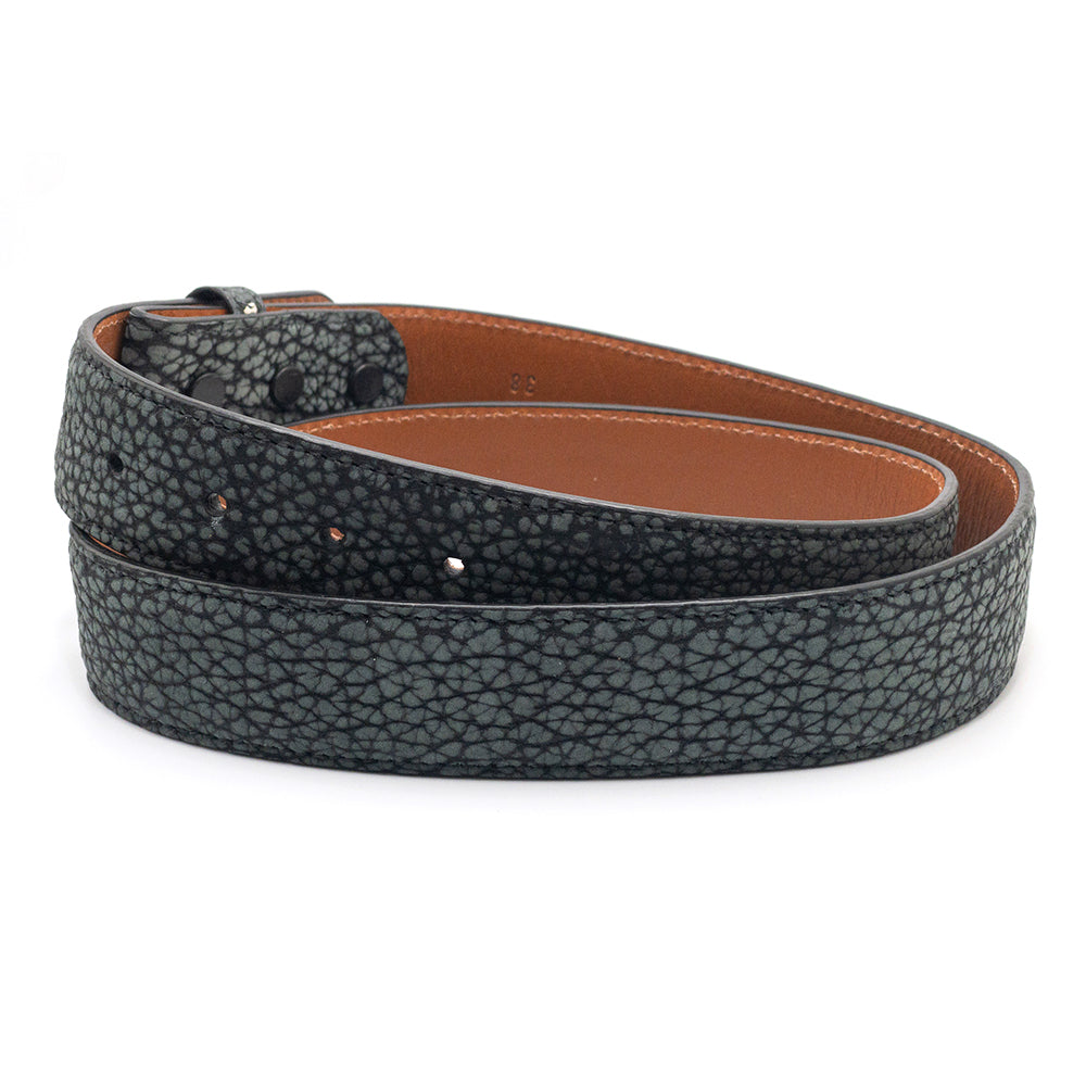 Black Suede Bison Leather Belt Strap