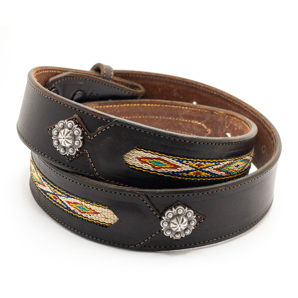 Brwon Hitched Inlay Leather Belt